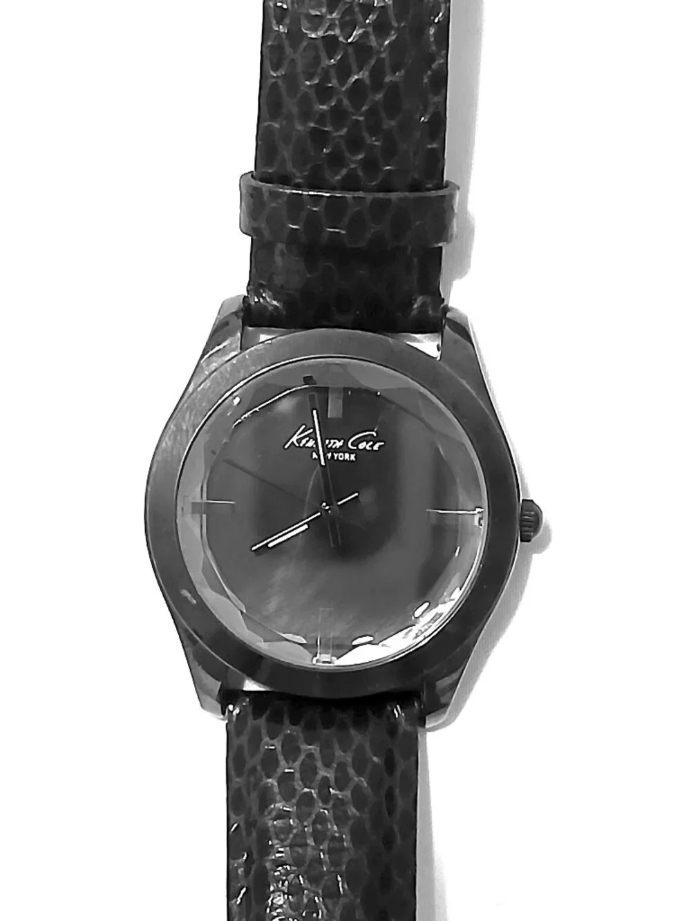 Kenneth Cole New York KC2669 Watch Faceted Crystal Black Leather A126-11